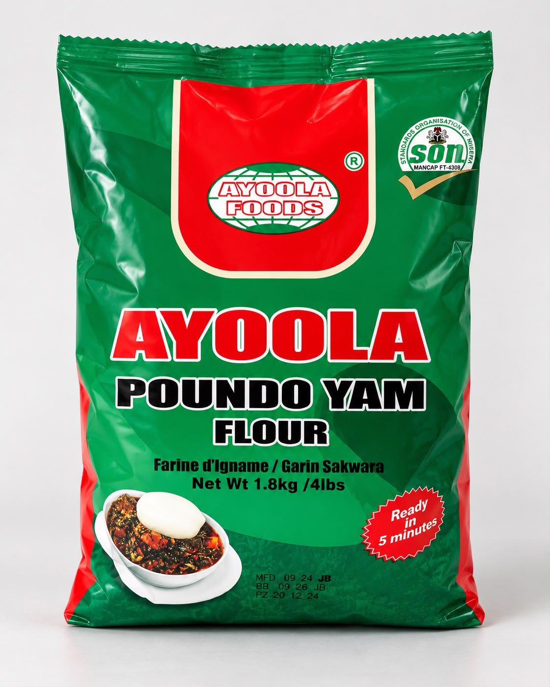Ayoola Poundo Yam Flour (4 Pound bag) – Instant Nigerian Pounded Yam Swallow