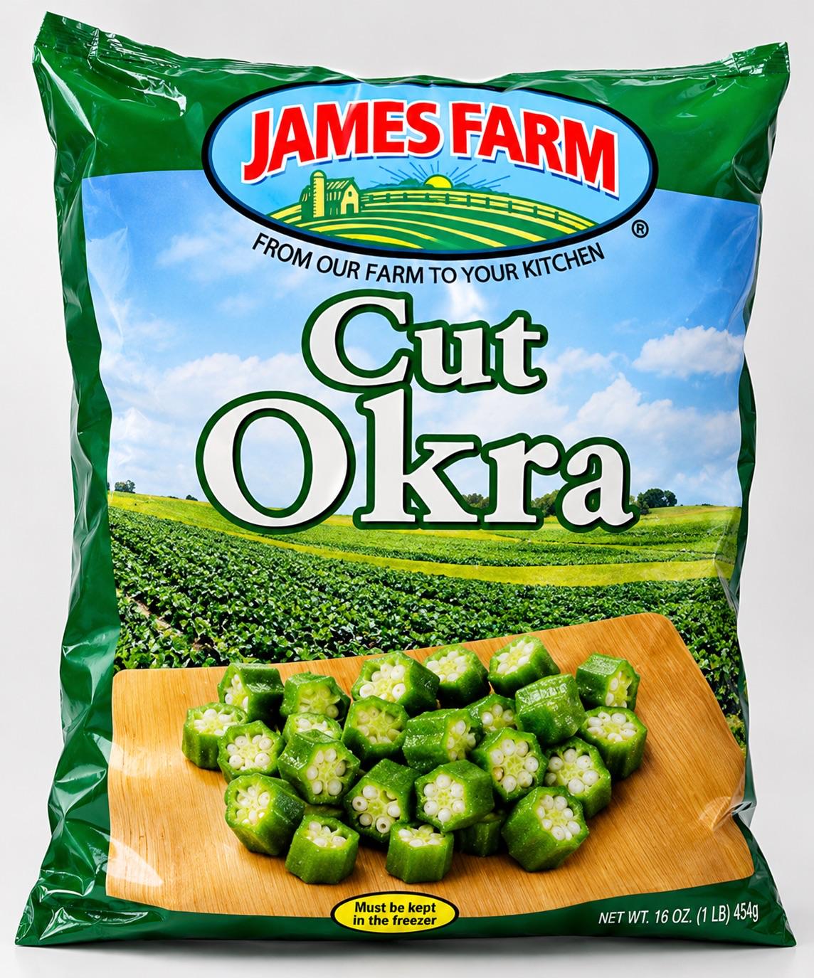 James Farm Frozen Cut Okra – Ready-to-Cook Sliced Okra for Nigerian Okro Soup | Shipped with Ice Packs