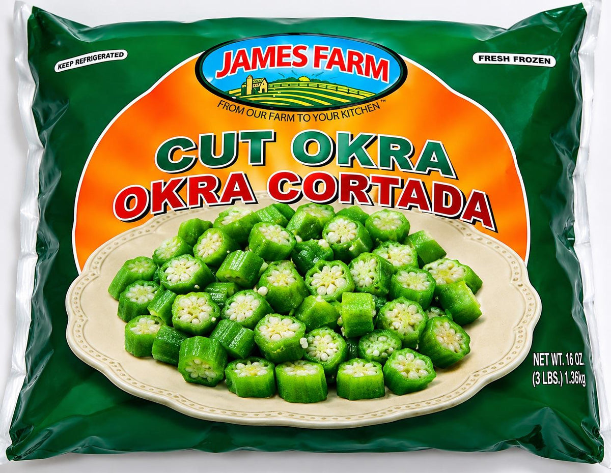 James Farm Frozen Cut Okra – Ready-to-Cook Sliced Okra for Nigerian Okro Soup | Shipped with Ice Packs