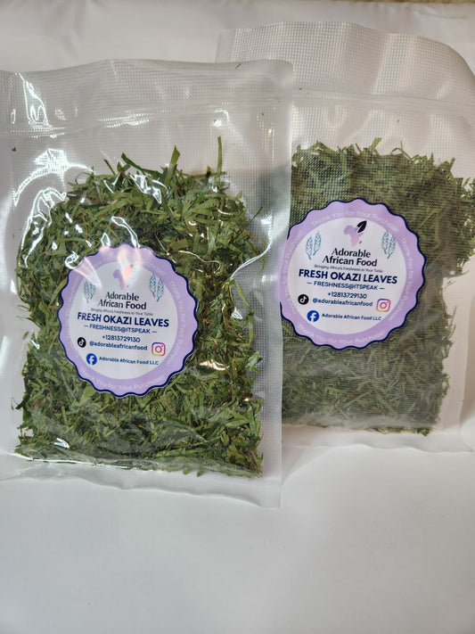 Fresh Okazi Leaves (Afang Leaves) — Finely Sliced & Ready to Cook